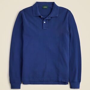 J. Crew Men's Blue Long-sleeve Piqué Polo